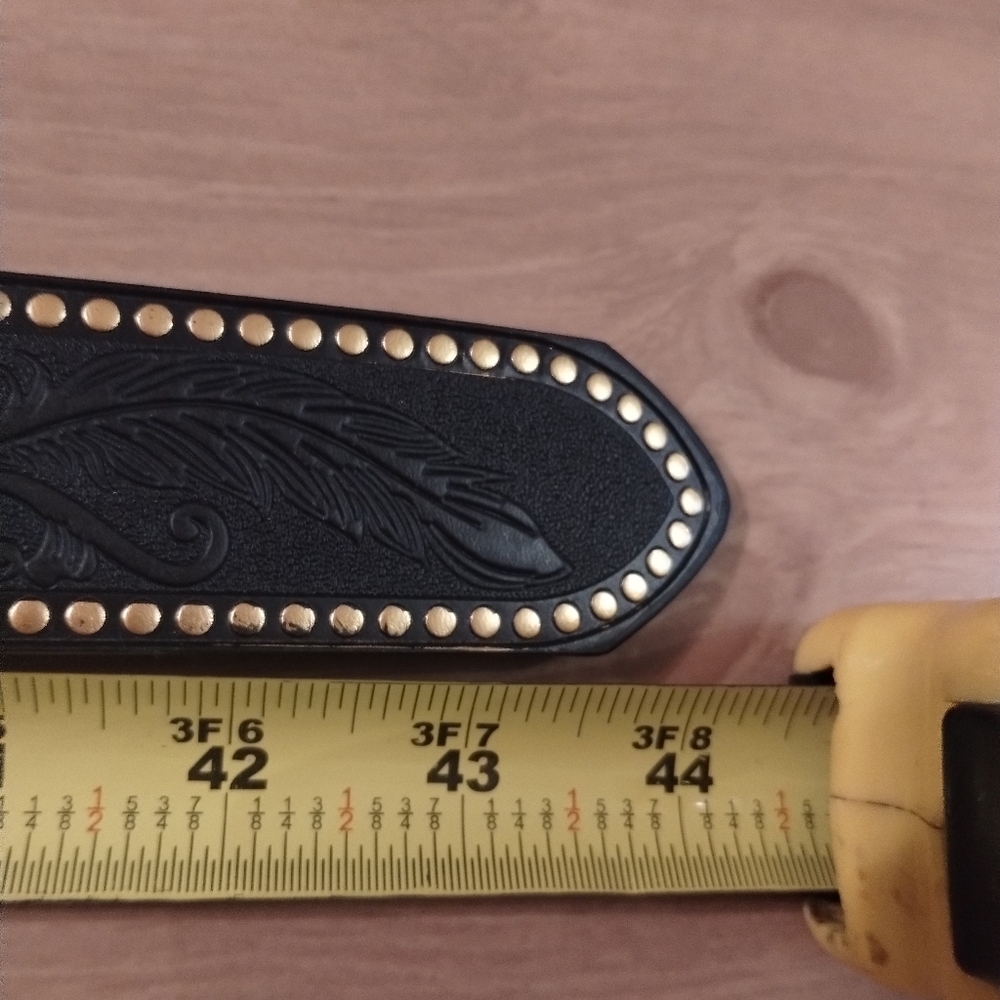 Western Tooled Belt w/ Gold Monogram Buckle | Cowboy Several Letters Available - Picture 4 of 16
